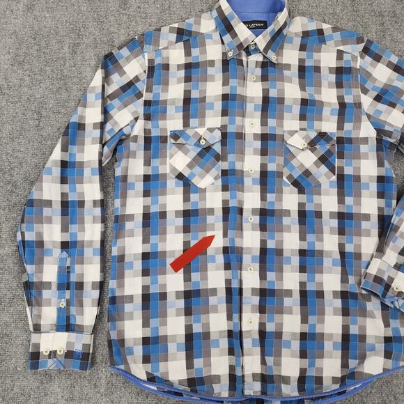 Ted Lapidus Shirt Mens Medium Geometric Check Long Sleeve Casual Button Down - Picture 13 of 16